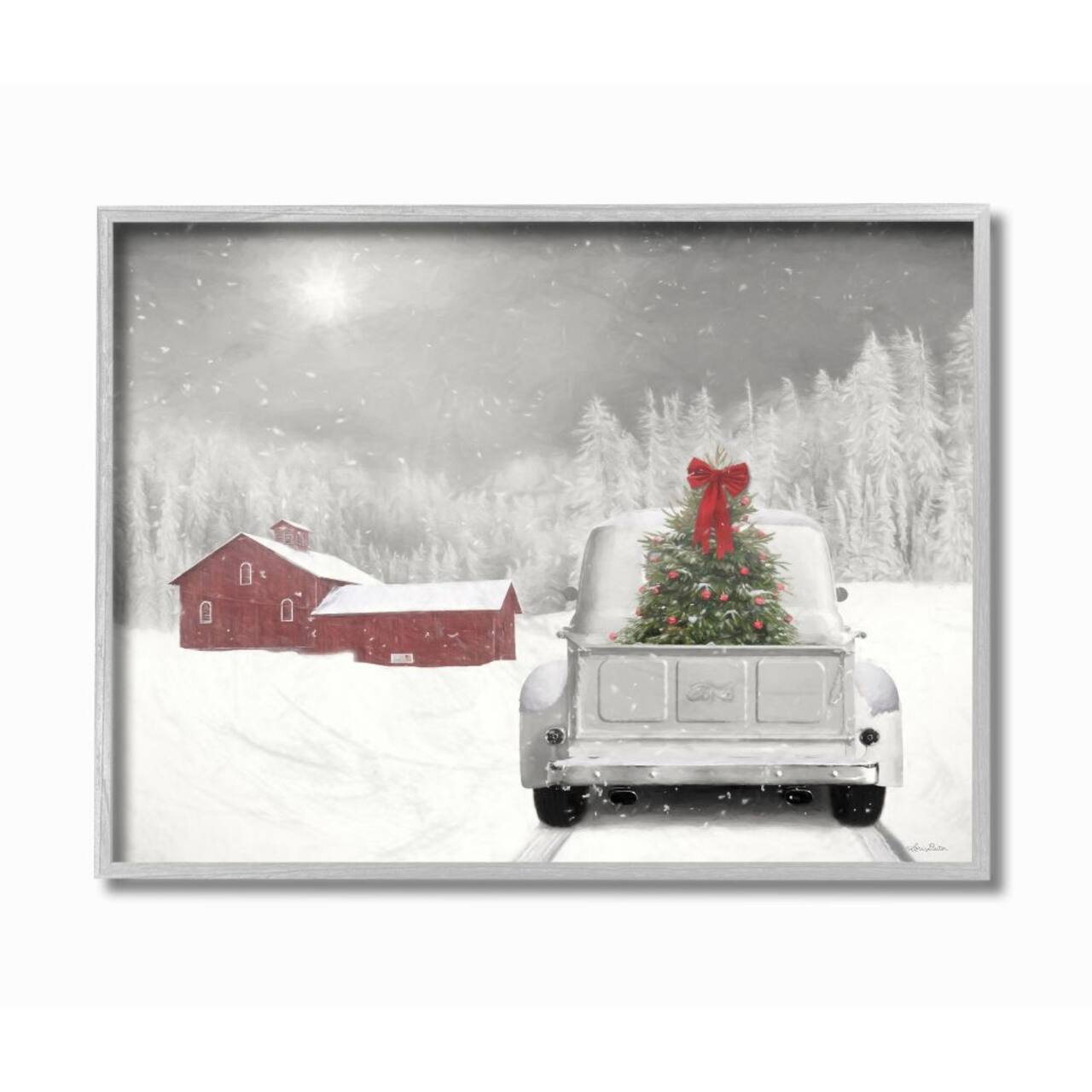 Stupell Industries Christmas Tree at Twilight Snowy Holiday Scene Framed Wall Art